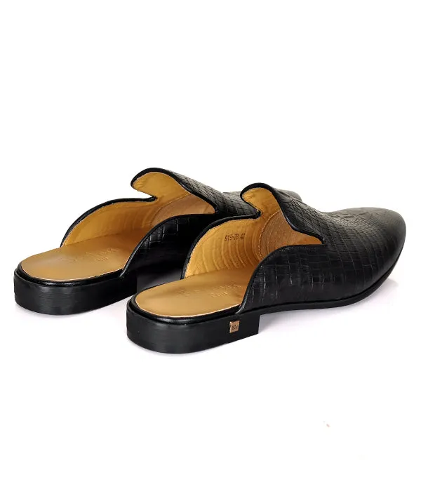 Berluti Croc. Black Leather Mule