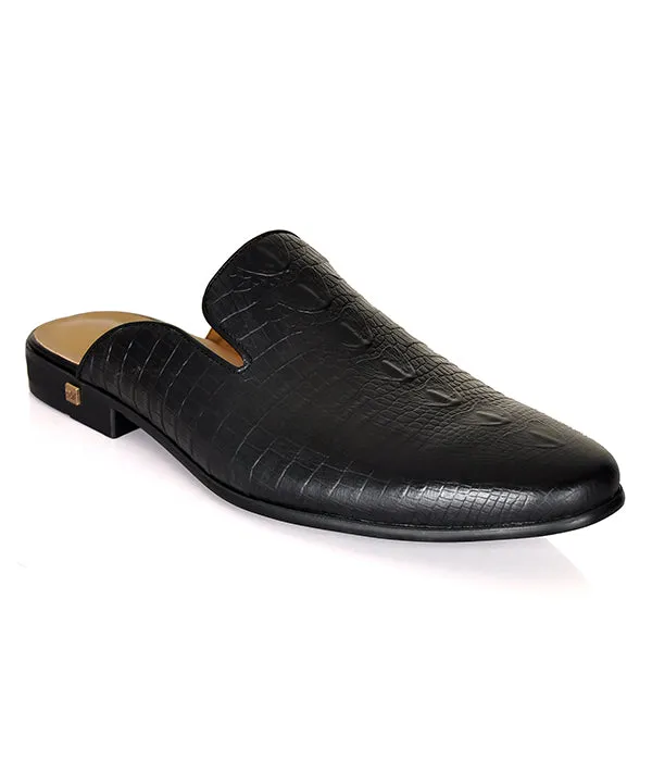 Berluti Croc. Black Leather Mule