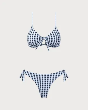 Black Plaid Bralette Bikini Set