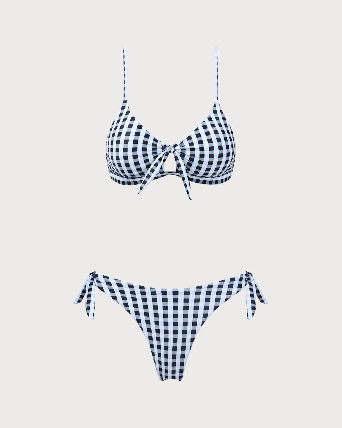 Black Plaid Bralette Bikini Set
