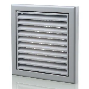 Blauberg DECOR 185X185/150S GREY Plastic Vented Fixed Blade Air Ventilation Louvred Grille 6" 150mm