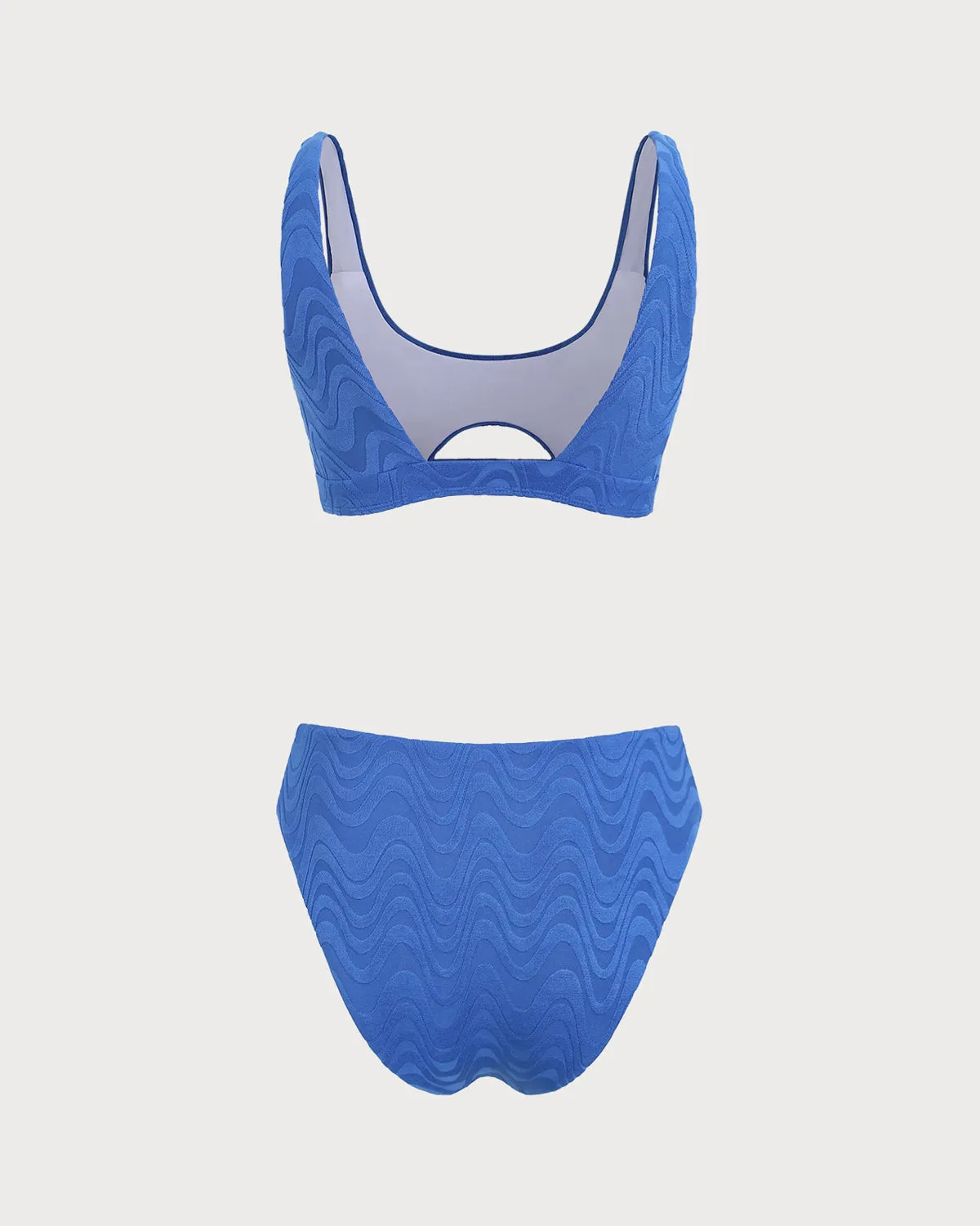Blue Textured Cutout Bikini Set