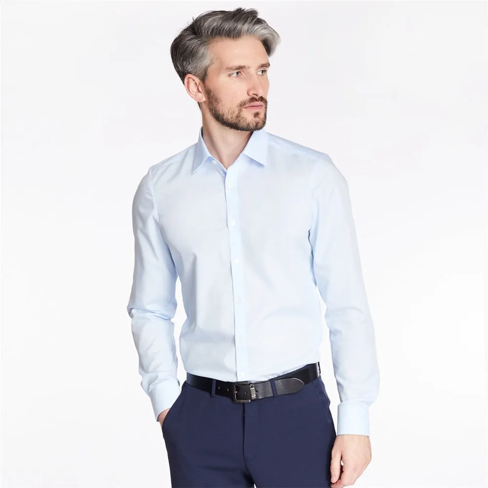 Body Fit Easy Iron Shirt in Blue