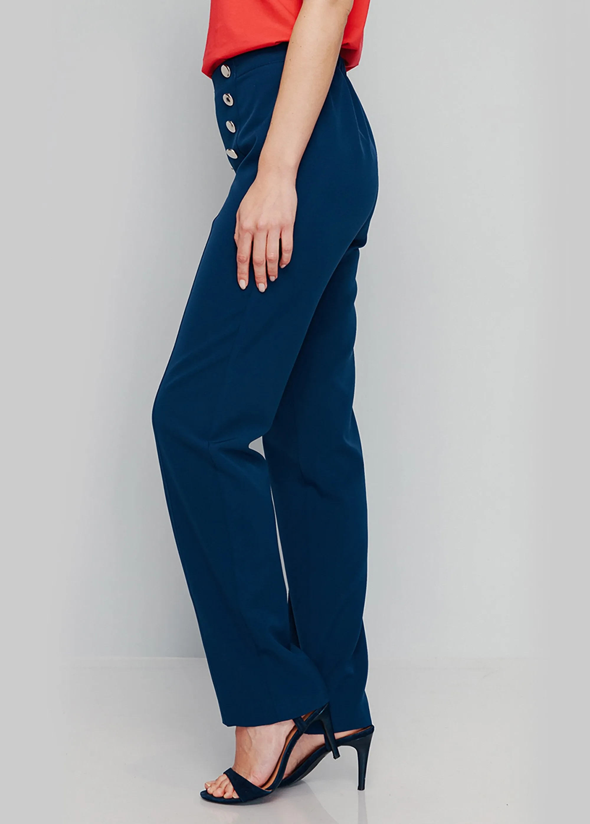 Bridge effect pants in stretch fabric