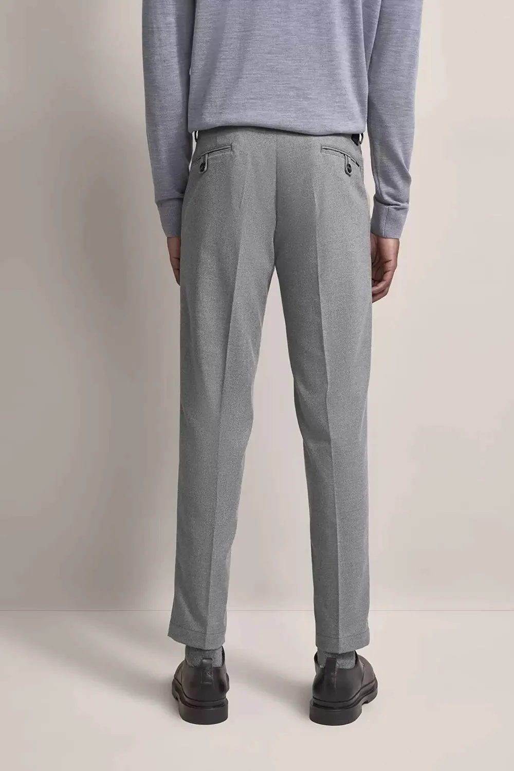 BUGATTI SINGLE PLEAT TAPERED FLANNEL STRETCH TROUSER 66181B