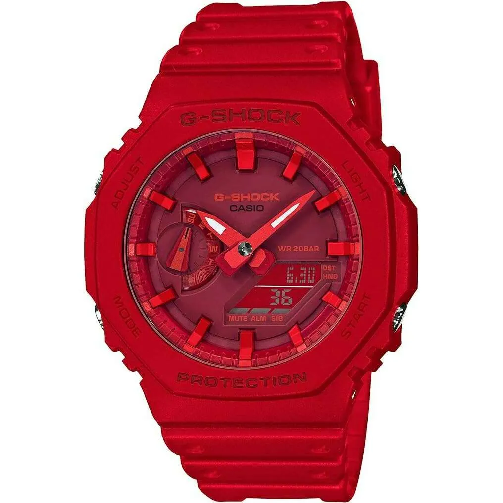 CASIO G-SHOCK CARBON CORE GUARD RUBBER STRAP ALL RED MEN WATCH GA-2100-4AJF