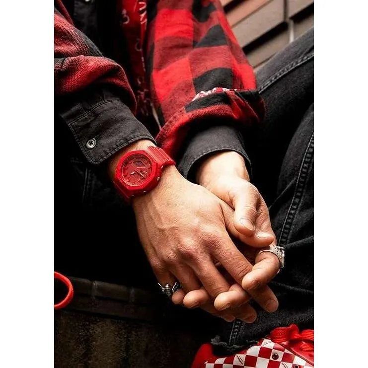 CASIO G-SHOCK CARBON CORE GUARD RUBBER STRAP ALL RED MEN WATCH GA-2100-4AJF