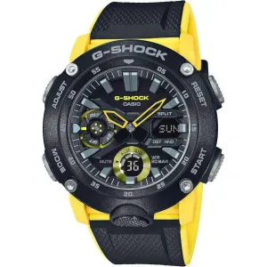 CASIO G-SHOCK CARBON CORE GUARD RUBBER STRAP BLACK & YELLOW MEN WATCH GA-2000-1A9JF