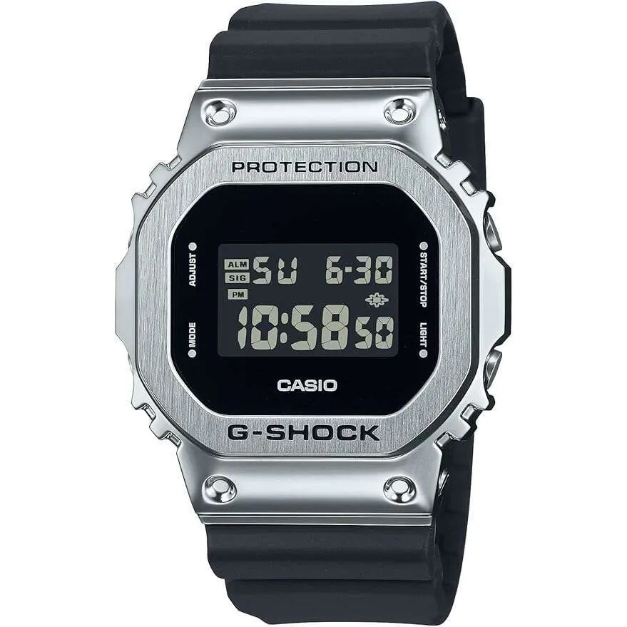 CASIO G-SHOCK DAY-DATE SQUARE DIGITAL DIAL BLACK & SILVER MEN WATCH GM-5600U-1JF