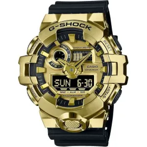 CASIO G-SHOCK METAL COVERED DAY-DATE BLACK & GOLD MEN WATCH GM-700G-9AJF