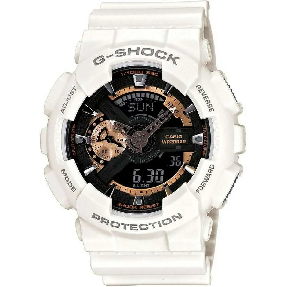 CASIO G-SHOCK ROSE GOLD SERIES DAY-DATE ANALOG DIGITAL WHITE MEN WATCH GA-110RG-7AJF