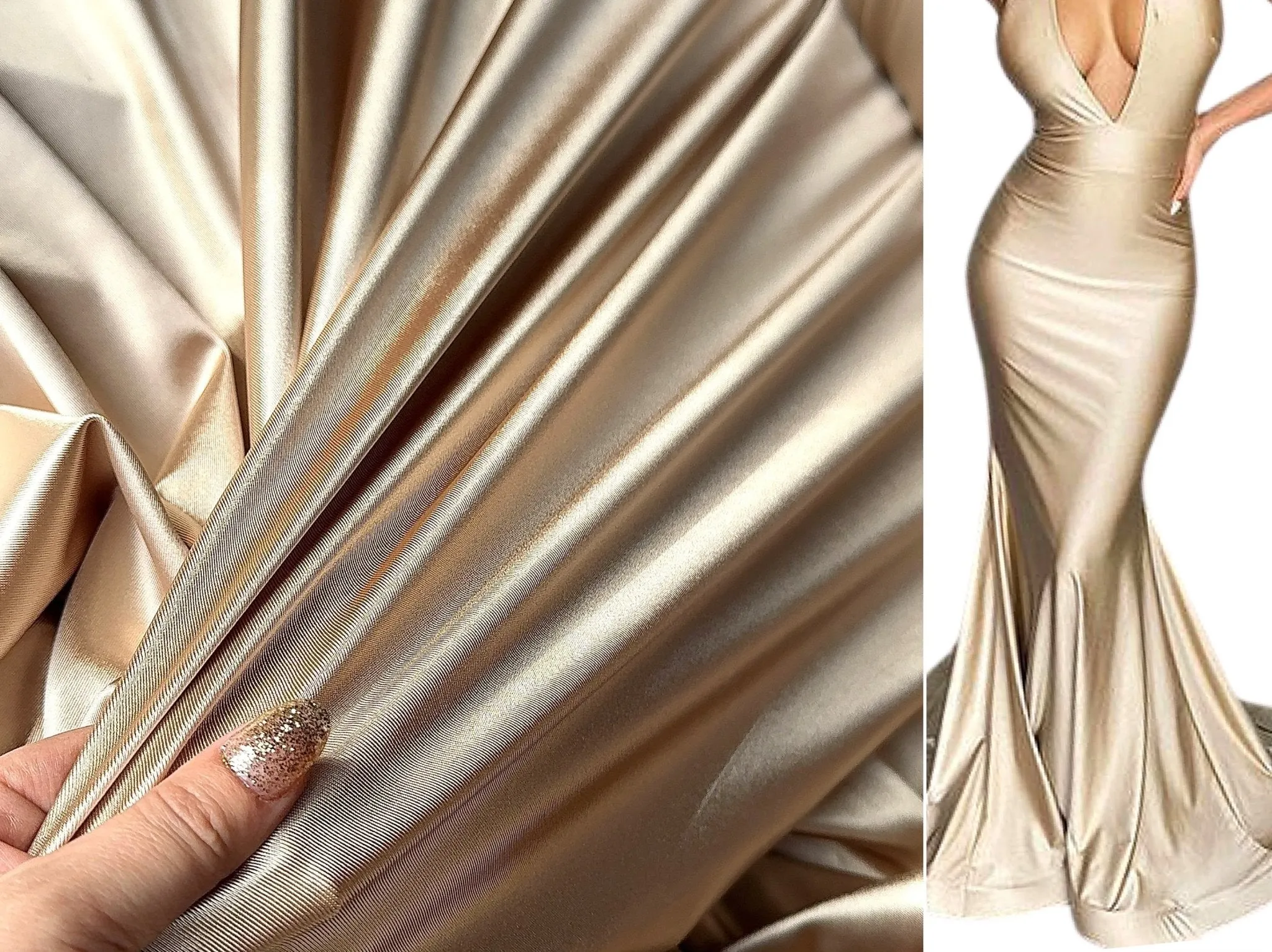 Champagne Satin Stretch Spandex