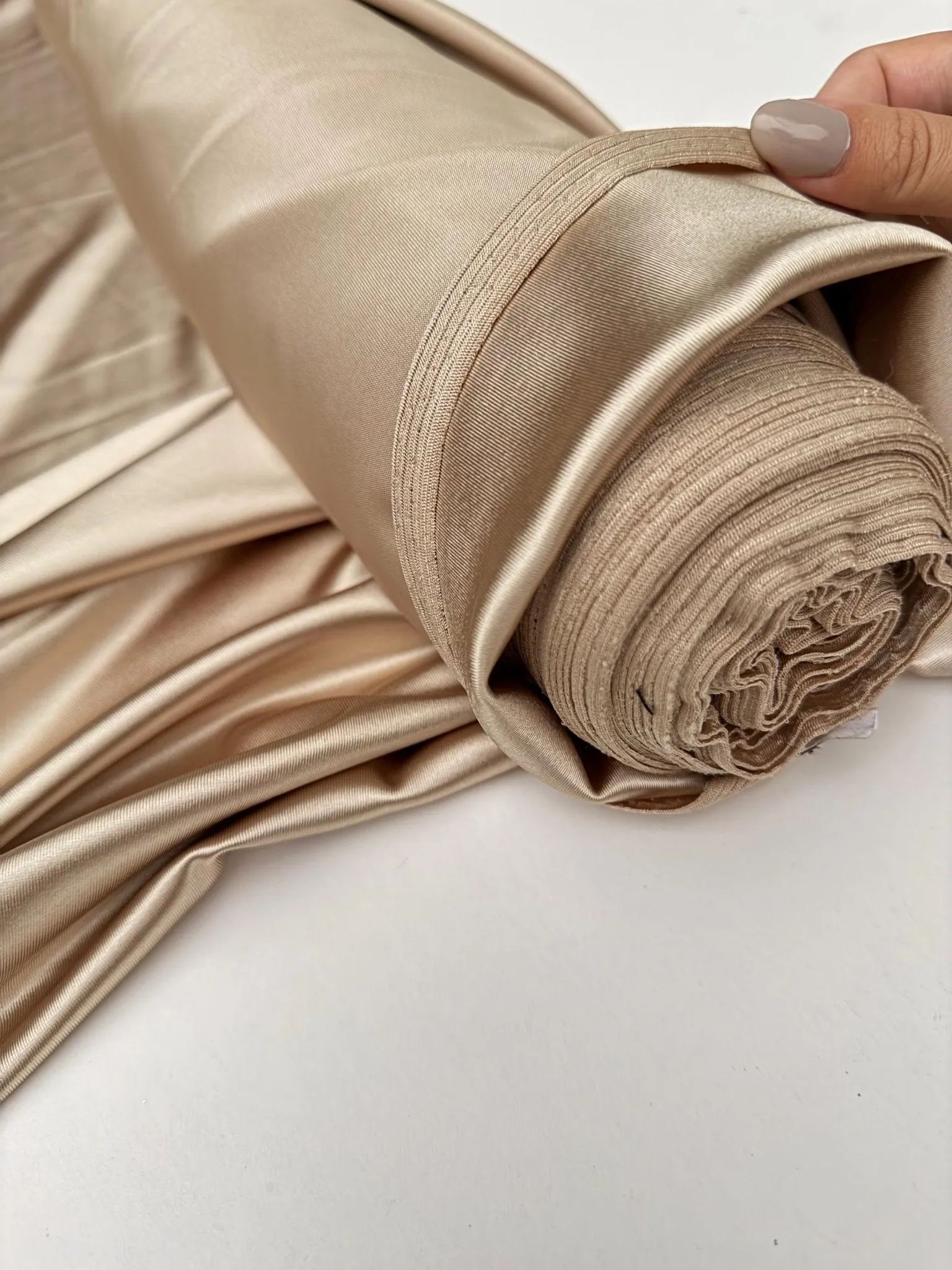 Champagne Satin Stretch Spandex