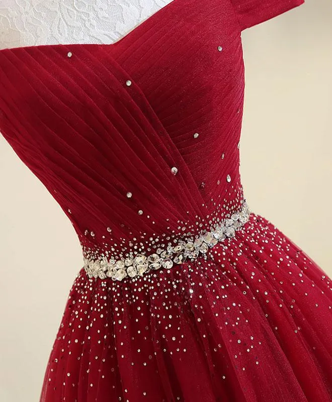 Charming Off Shoulder Beaded Party Dress 2019, A-line Floor Length Party Dress