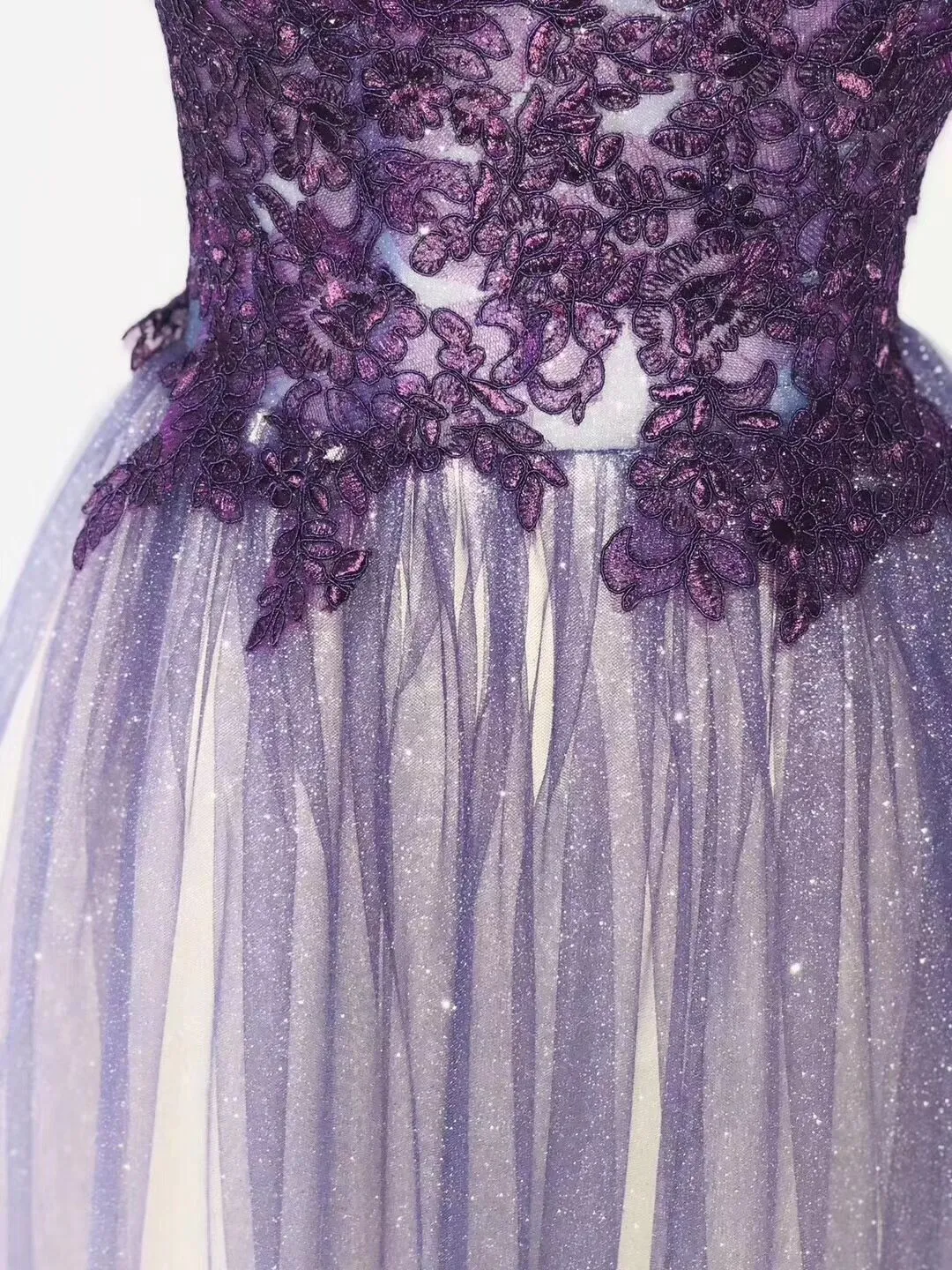 Charming Sweetheart Tulle Lace Applique Purple Party Dress, Long Evening Gown