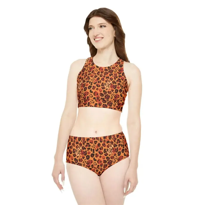 Cheetah Print Bikini Set with 4 Way Stretch Fabric