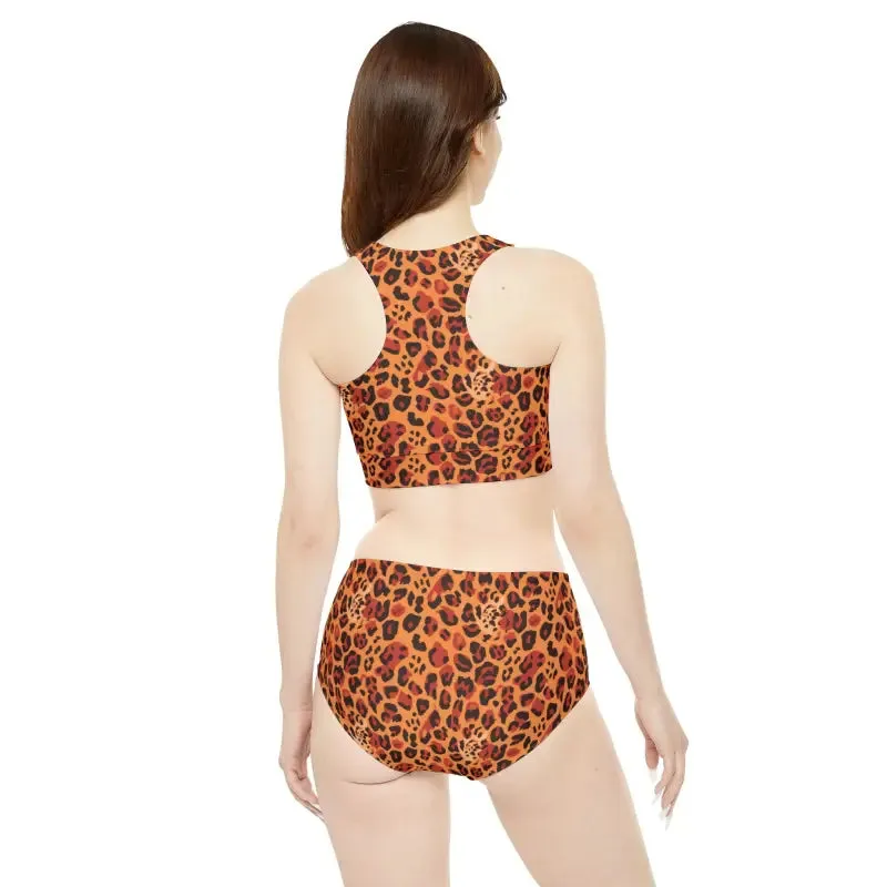 Cheetah Print Bikini Set with 4 Way Stretch Fabric
