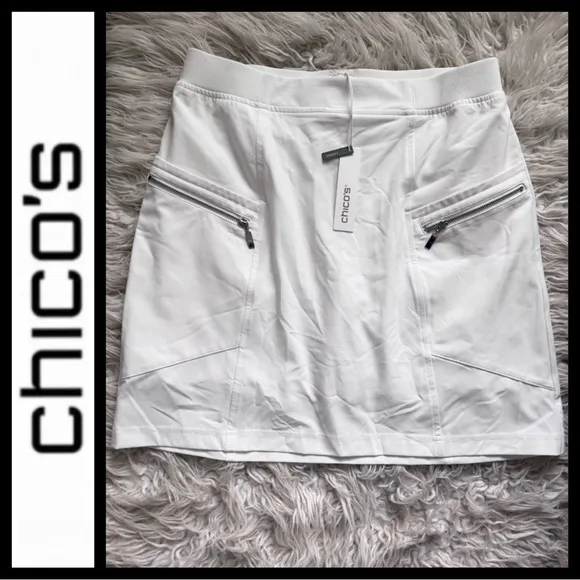 Chico's White Skirt with Zipper Details
