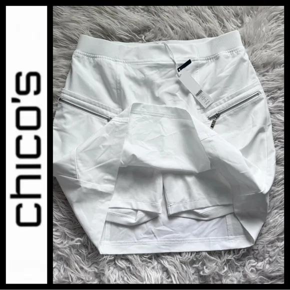 Chico's White Skirt with Zipper Details