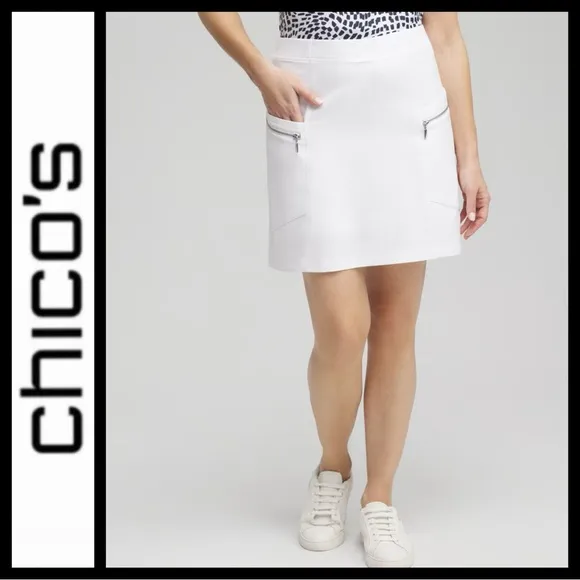 Chico's White Skirt with Zipper Details