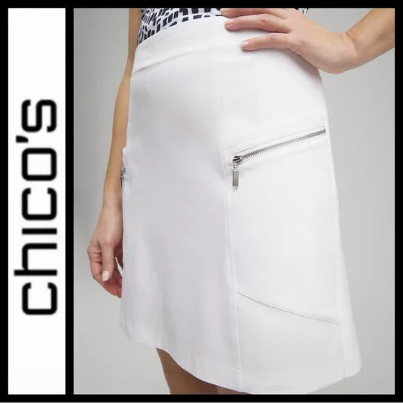 Chico's White Skirt with Zipper Details