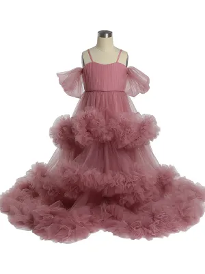 Cloud Ruffles Flower Girls Dresses for Weddings Birthday Party Children Photo Shoot Dress Baby Shower YEWEN YW21016