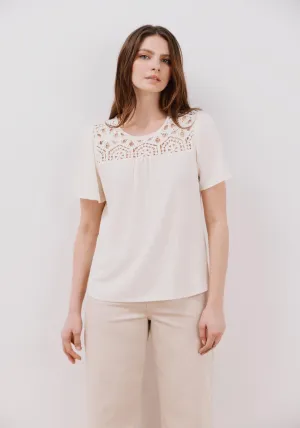 Combined Guipure Top - Ivory