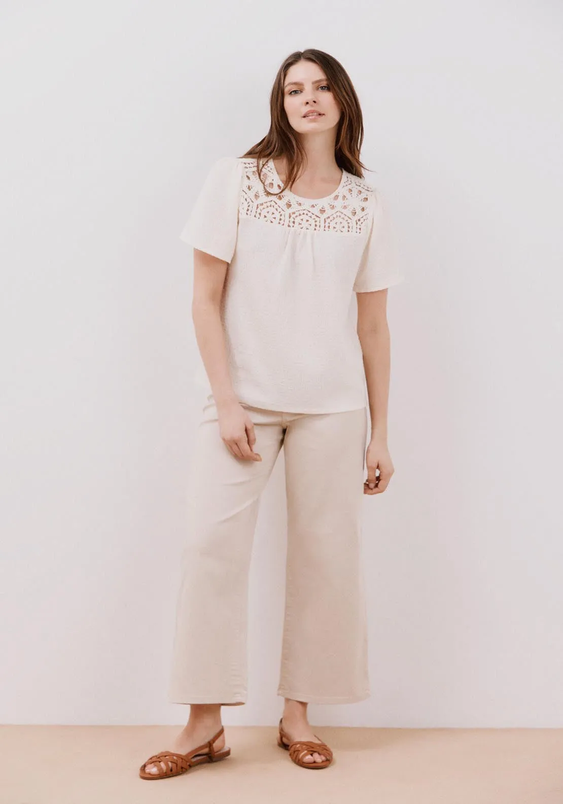 Combined Guipure Top - Ivory
