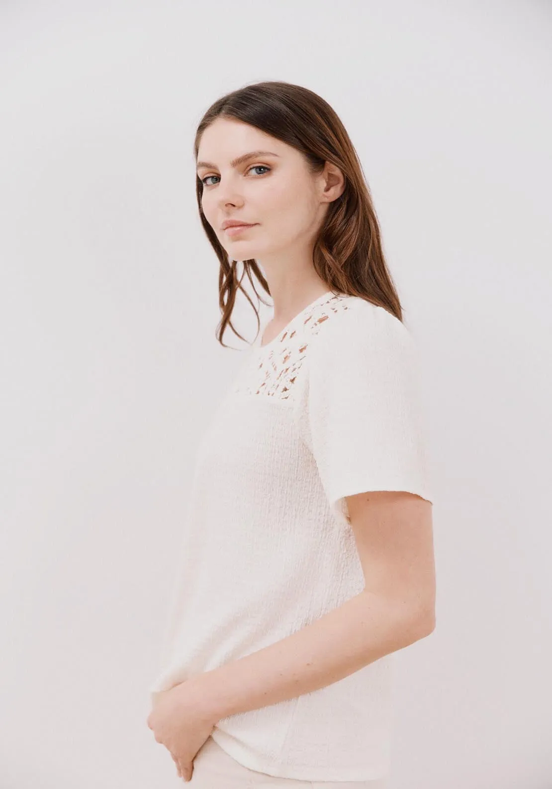Combined Guipure Top - Ivory