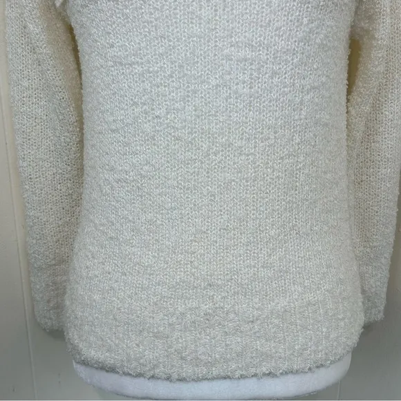 Compatible Sweater Elegant Cream Rabbit Trim Long Sleeve Sweater Top Size Large.