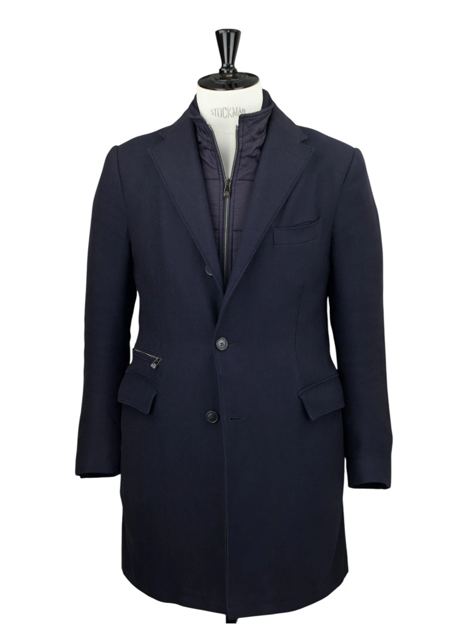 Corneliani ID Navy Extrafine-Wool Weatherproof Overcoat