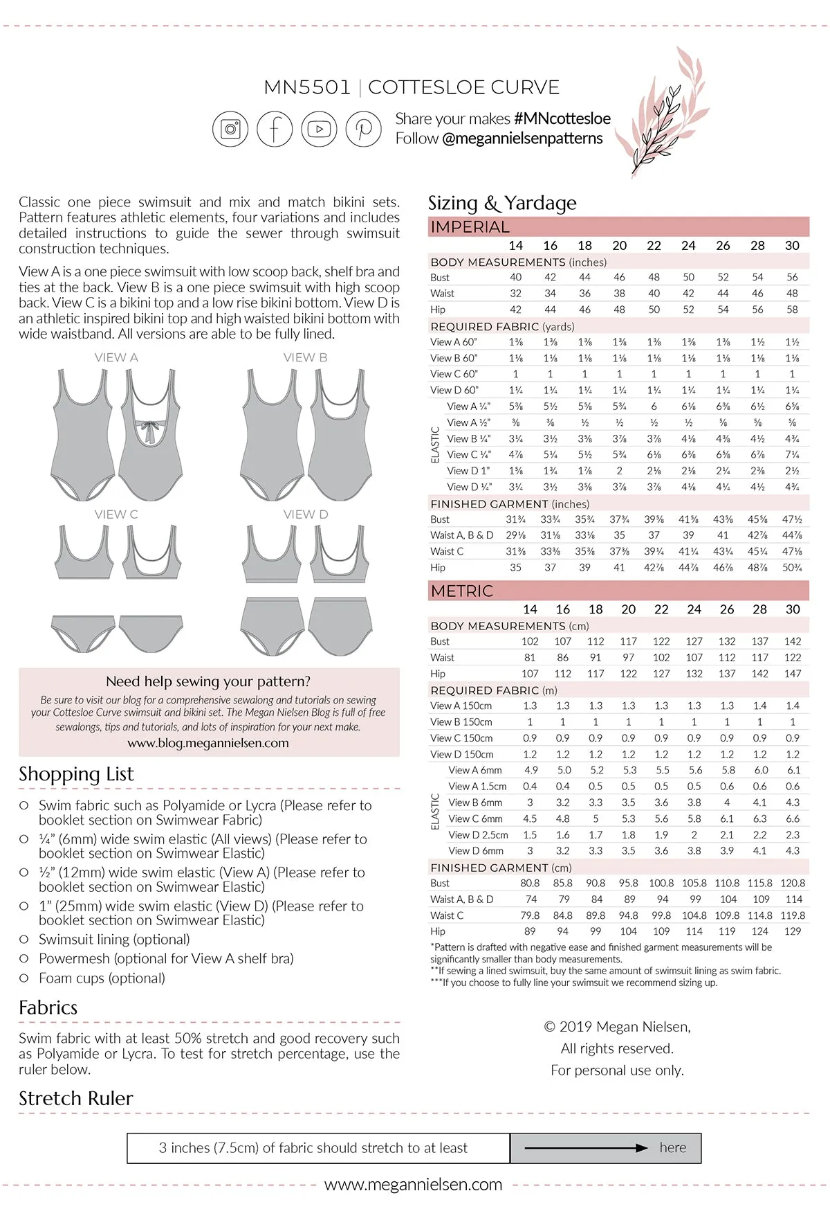 Cottesloe Curve swimsuit pattern