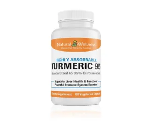 Cúrcuma 95, por bienestar Natural, ofrece una altamente absorbible cúrcuma y Bioperine® Combinación – 60 vcaps