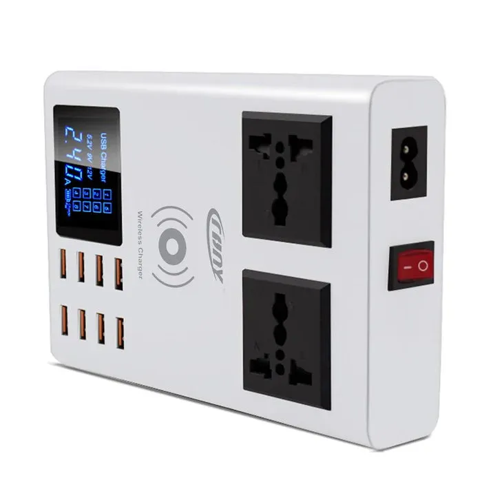 Crony CDA10W socket 8USB Wireless charging With Display Support wireless high speed charging