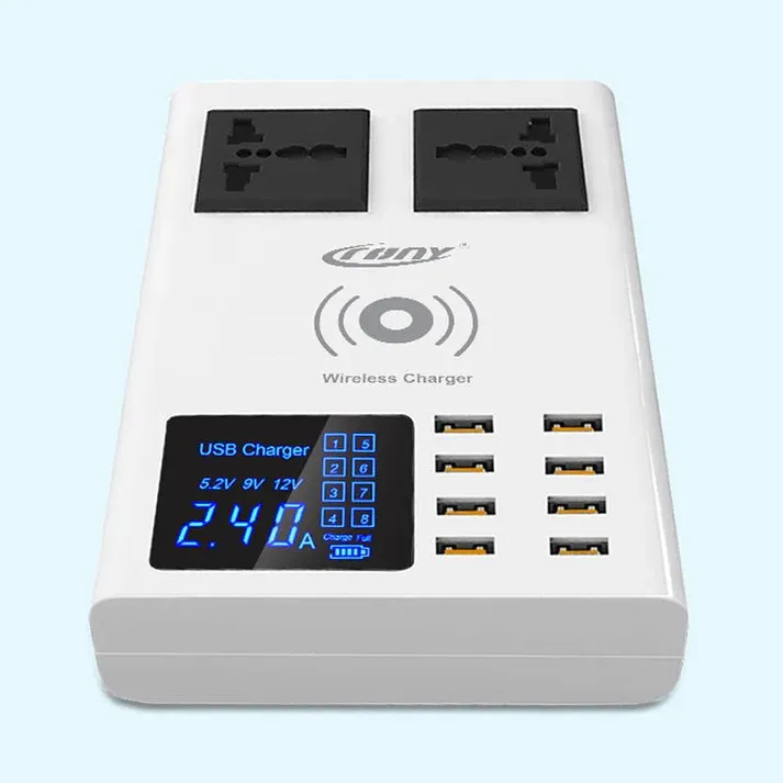 Crony CDA10W socket 8USB Wireless charging With Display Support wireless high speed charging
