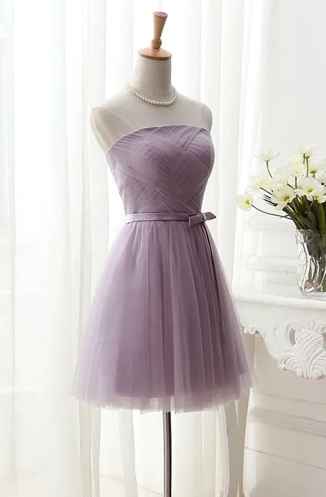 Cute  Tulle Knee Length Party Dress with Bow, Cute Formal Dress