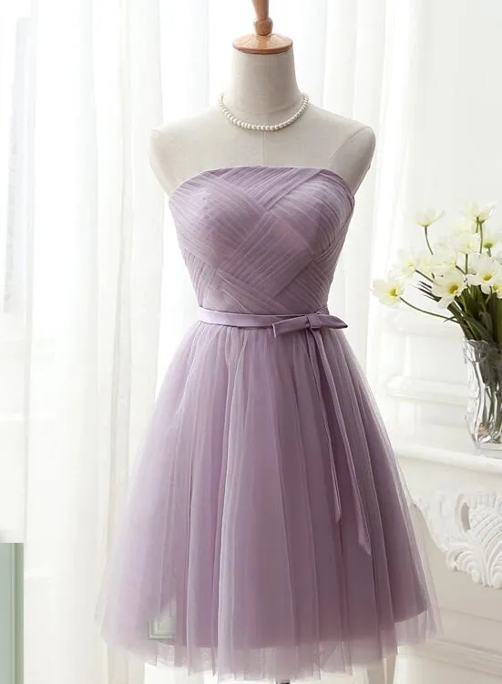 Cute  Tulle Knee Length Party Dress with Bow, Cute Formal Dress