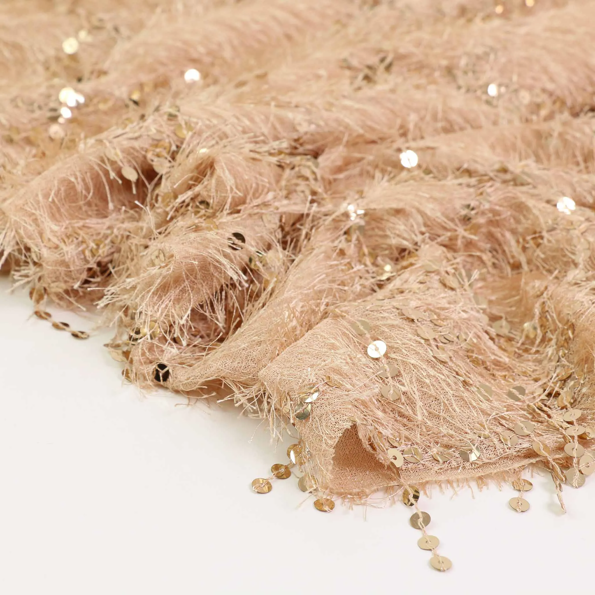 Eyelash Sequin Fabric - Champagne