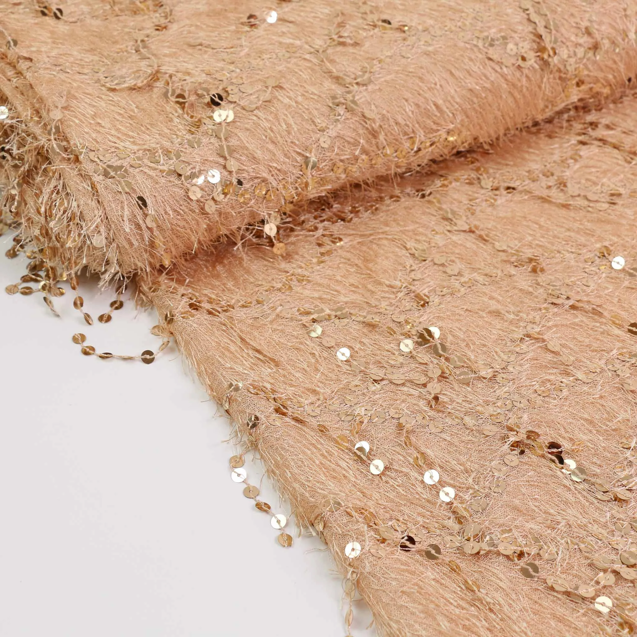 Eyelash Sequin Fabric - Champagne
