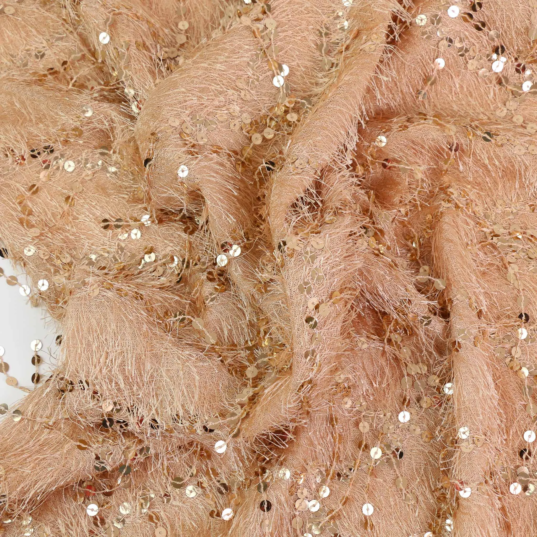 Eyelash Sequin Fabric - Champagne