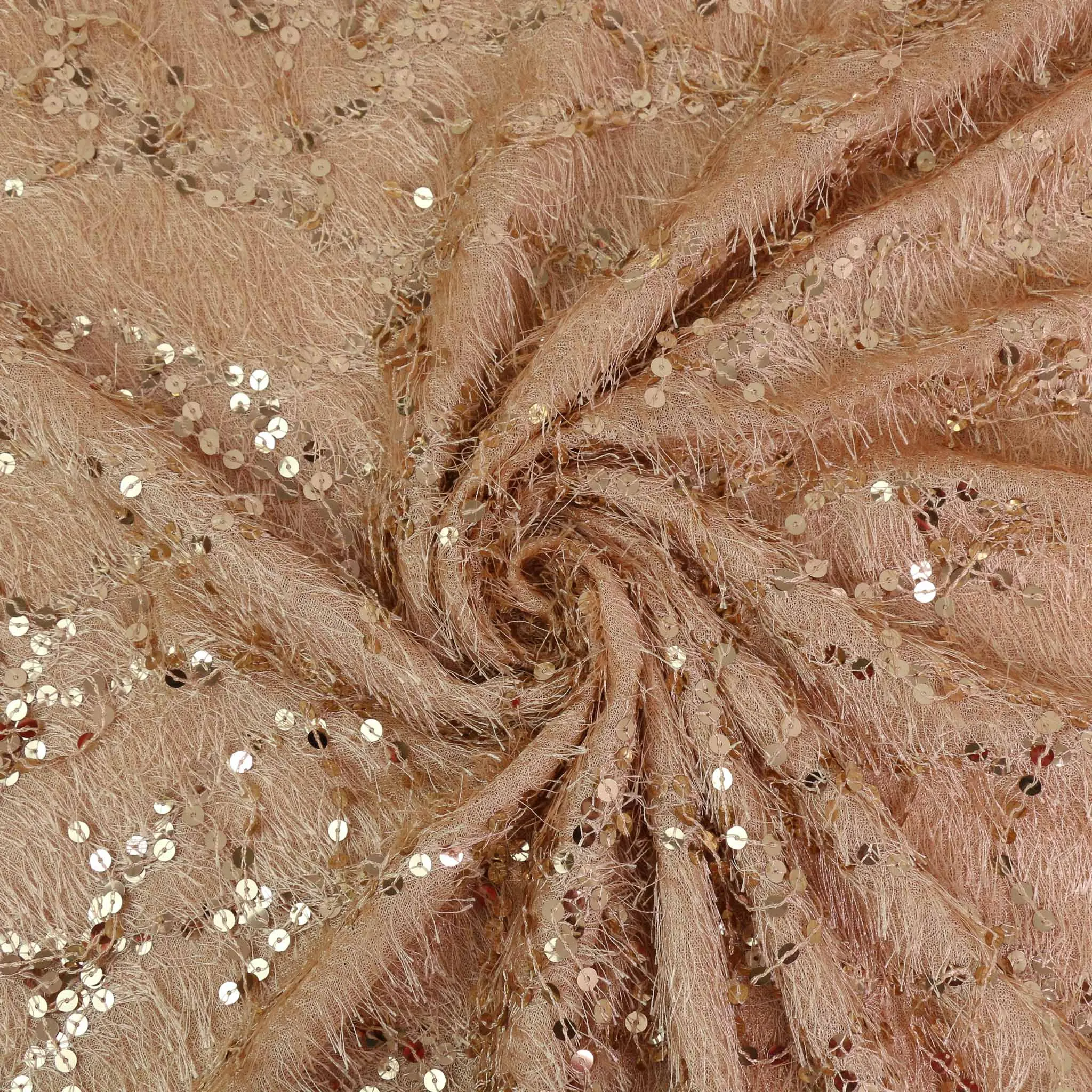 Eyelash Sequin Fabric - Champagne