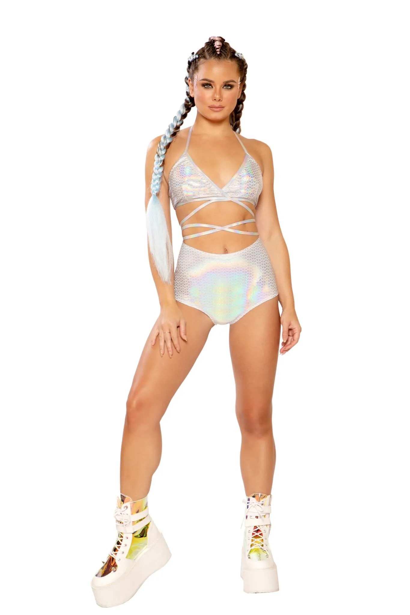 FF265 - HOLOGRAPHIC HIGH-WAIST SHORT