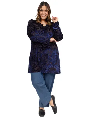Finley Velour Tunic - Blue Print
