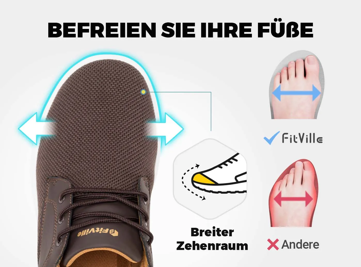 FitVille Herren BriskWalk Deluxe Schnürer Business Lässige Turnschuhe V2