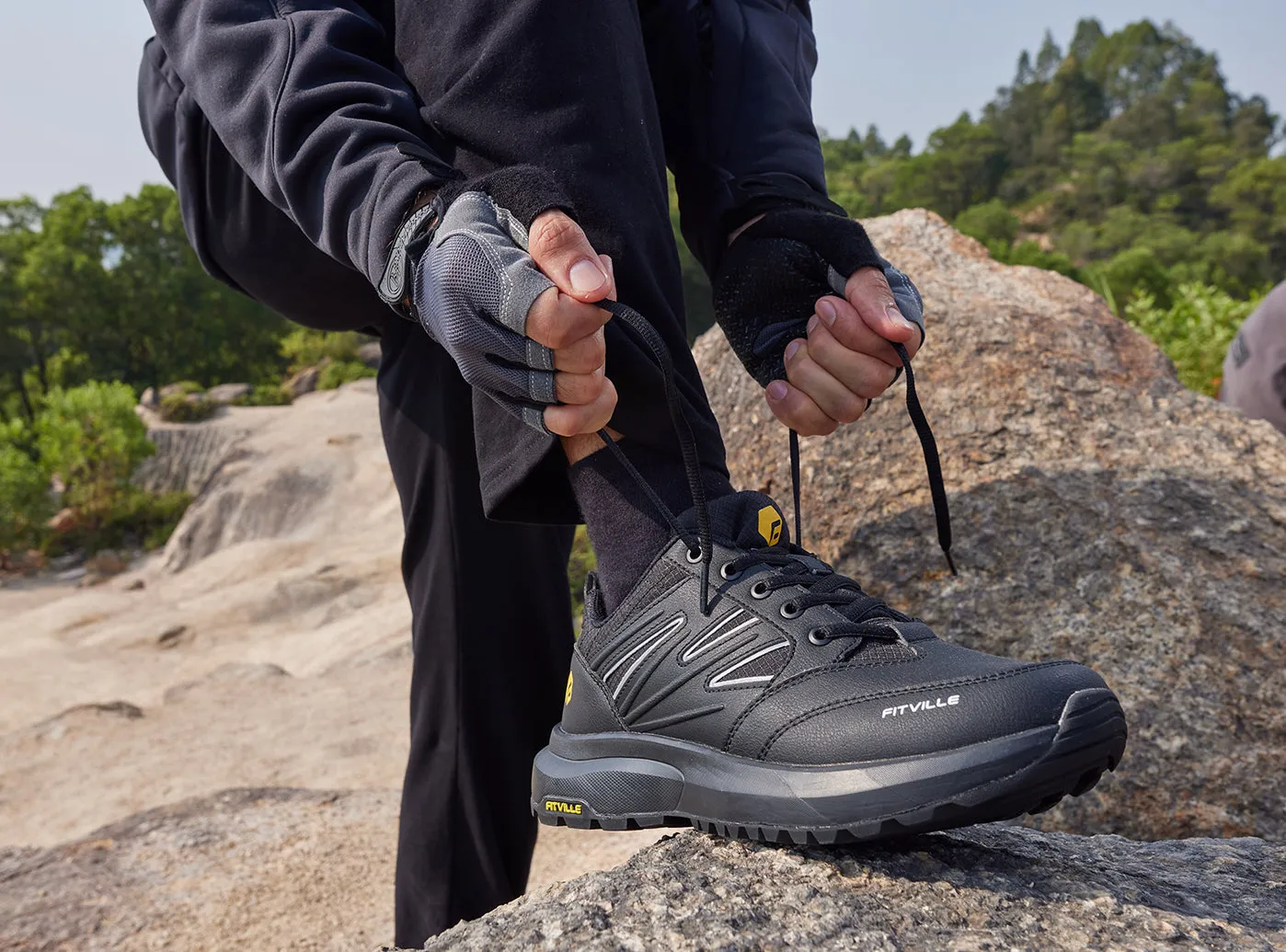 FitVille Men's Low-Top Sturdy Core Hiking Shoes by FitVille