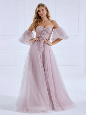 Floral Beaded Corset Long Prom Dress Photo Shoot Gown #17776