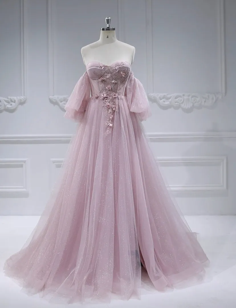 Floral Beaded Corset Long Prom Dress Photo Shoot Gown #17776