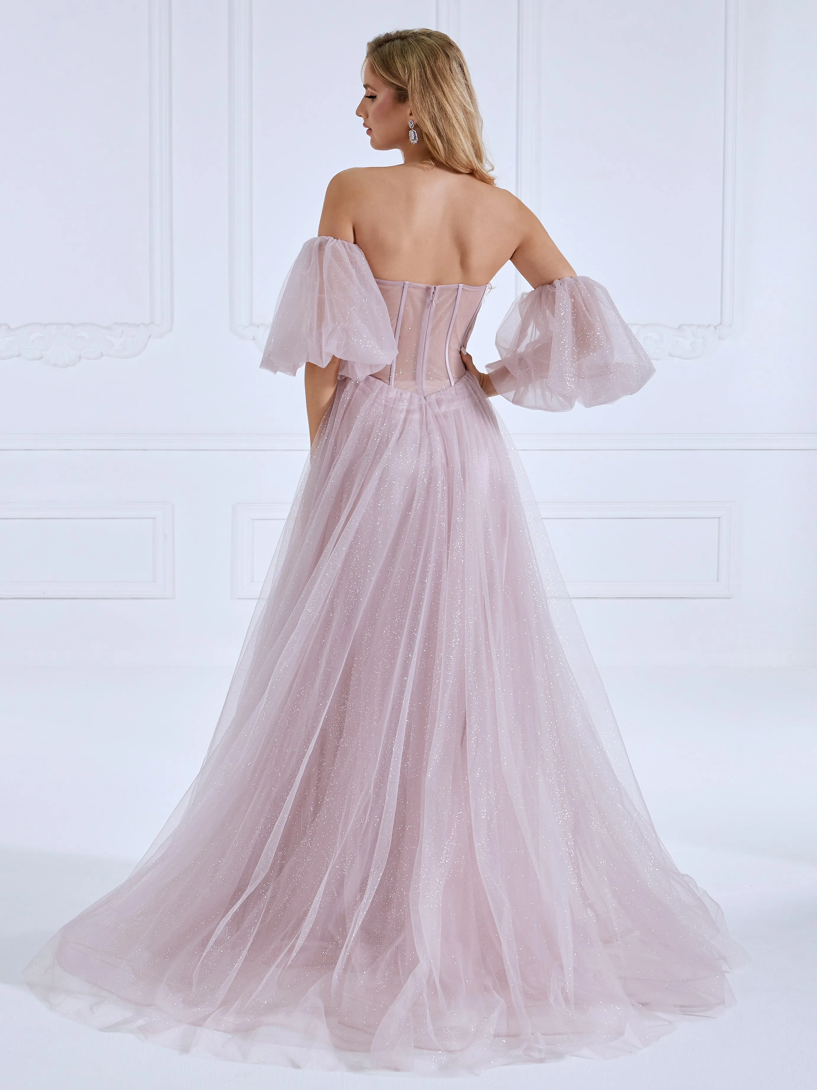Floral Beaded Corset Long Prom Dress Photo Shoot Gown #17776