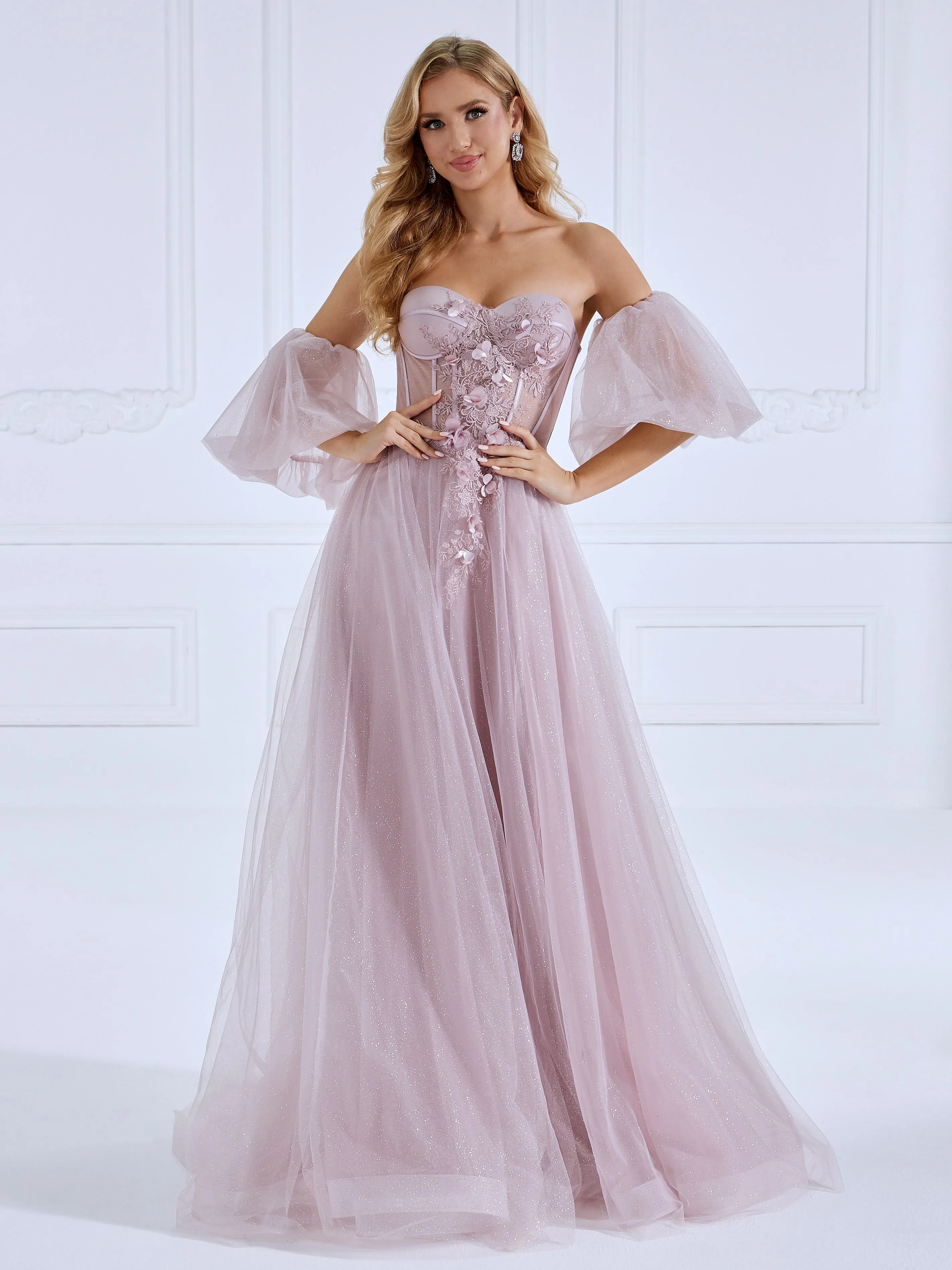 Floral Beaded Corset Long Prom Dress Photo Shoot Gown #17776