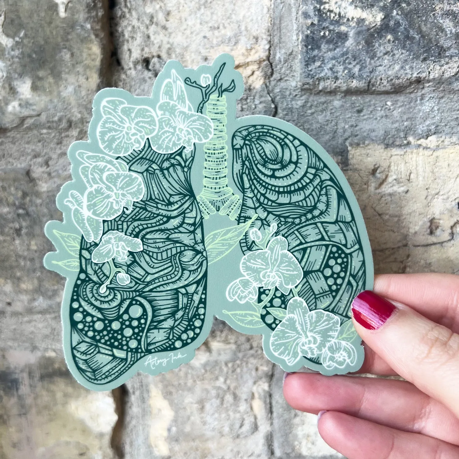 Floral Lungs Vinyl Sticker